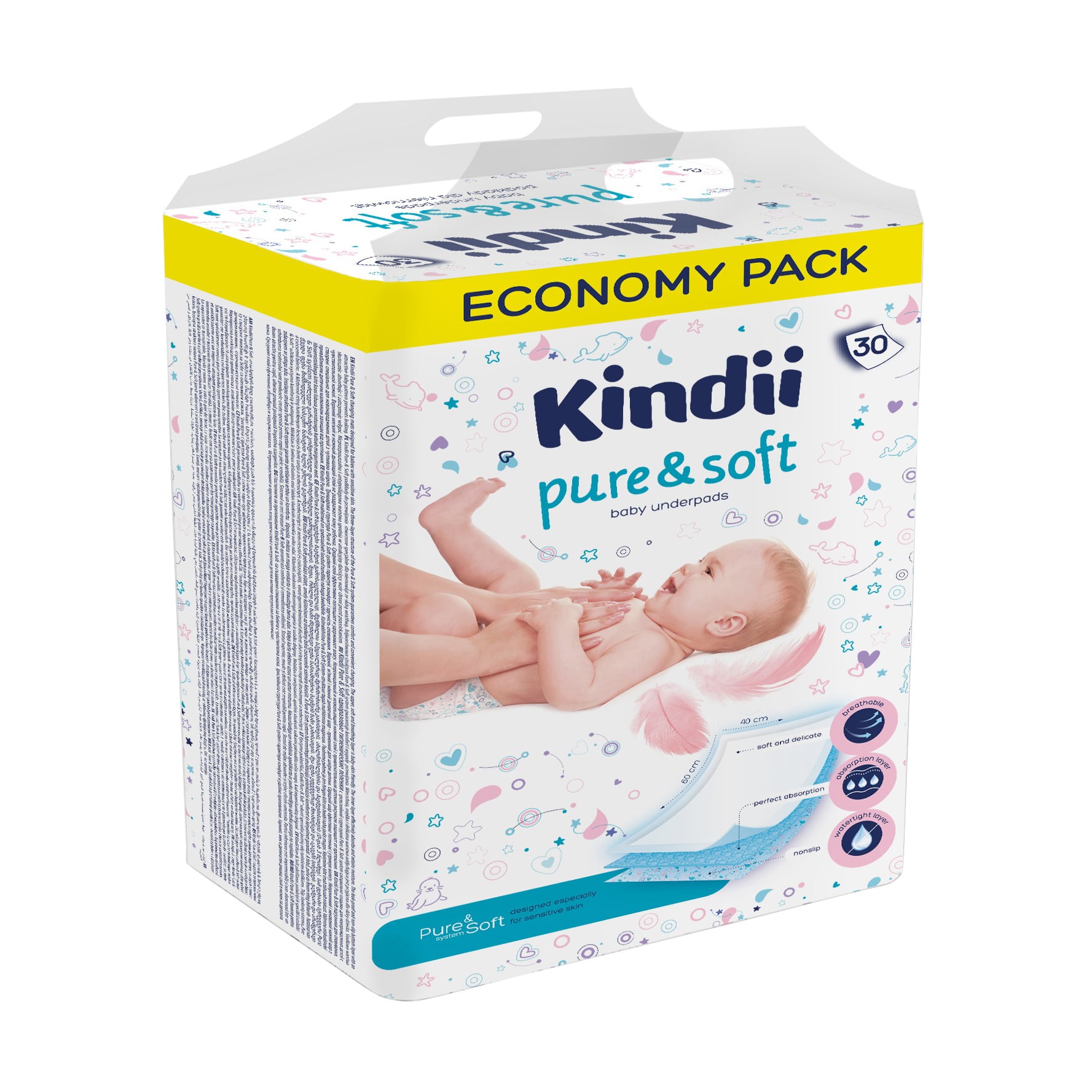 Одноразовi пелюшки для дiтей Cleanic Kindii Pure &amp; Soft 60*40, 30 шт